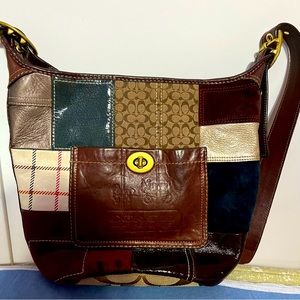 Genuine Leather Coach Shoulder Bag in Patchwork design - style# H0749-11356
